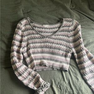 Altard State green striped crop sweater